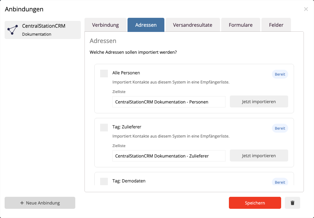 CentralStationCRM Personen importieren