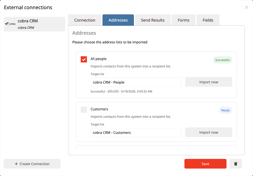 Import contacts from Cobra