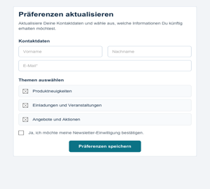 Vorlage Modern Preferences auswählen