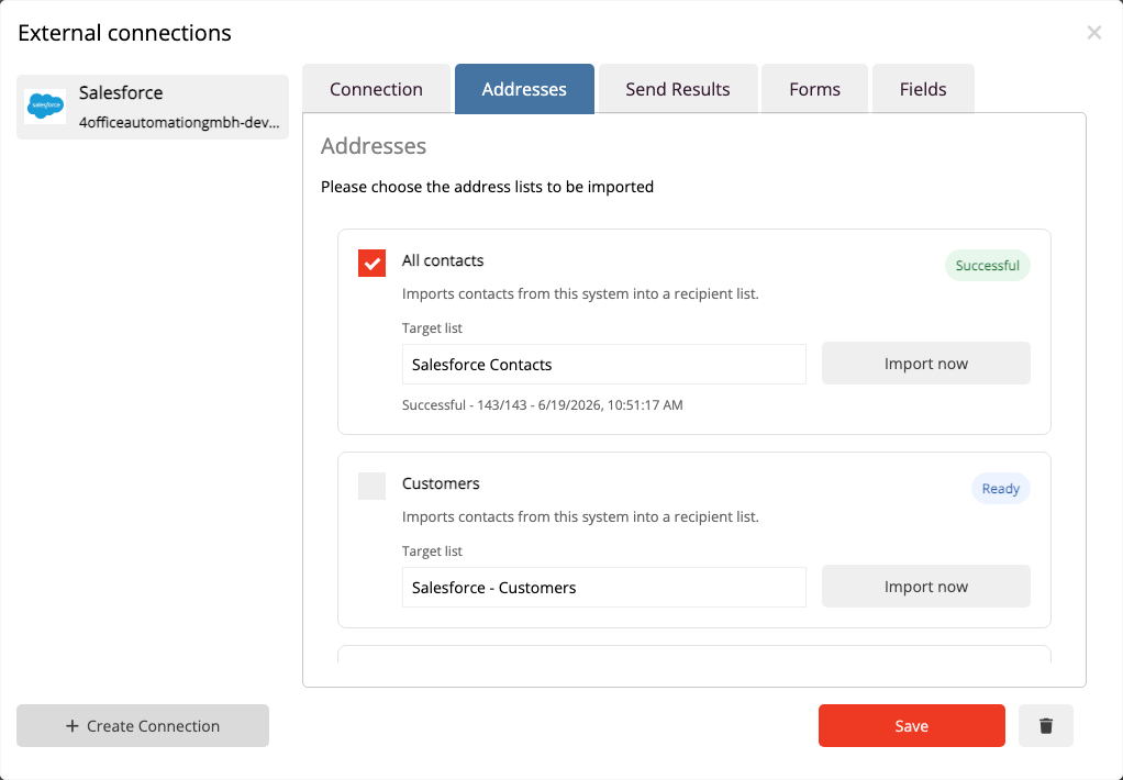 Salesforce Kontakte importieren