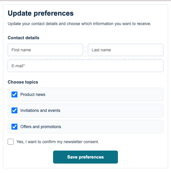 Select Modern Preferences template