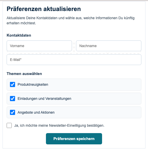 Select Modern Preferences template
