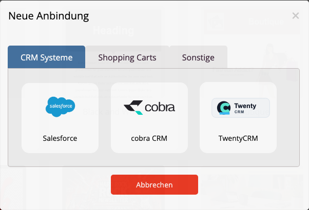TwentyCRM in der CRM-Auswahl