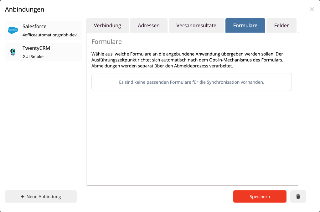 TwentyCRM Formular-Sync aktivieren