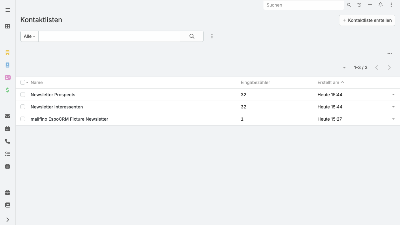 Vorbereitete EspoCRM Target Lists