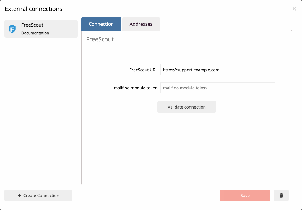 FreeScout-Verbindungsdaten