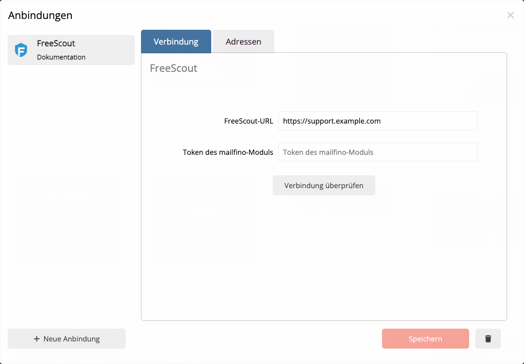 FreeScout-Verbindungsdaten