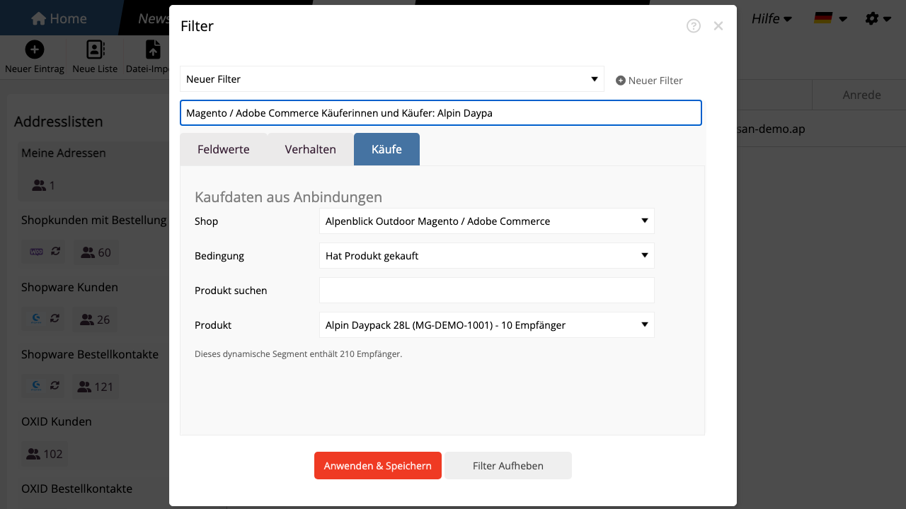 Magento Produktsegment erstellen