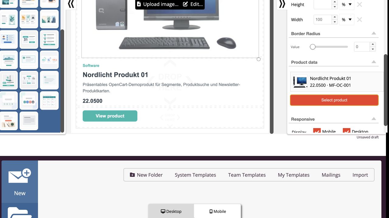 Ausgefüllte OpenCart Produktkarte