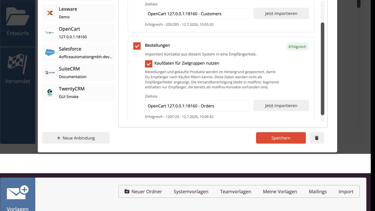 OpenCart Sync-Status