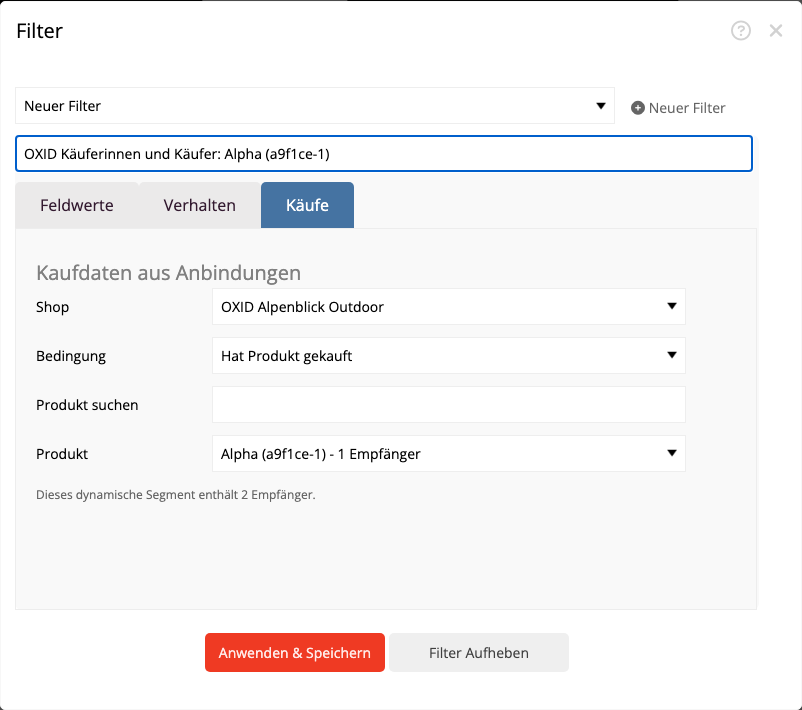 OXID Produktsegment erstellen