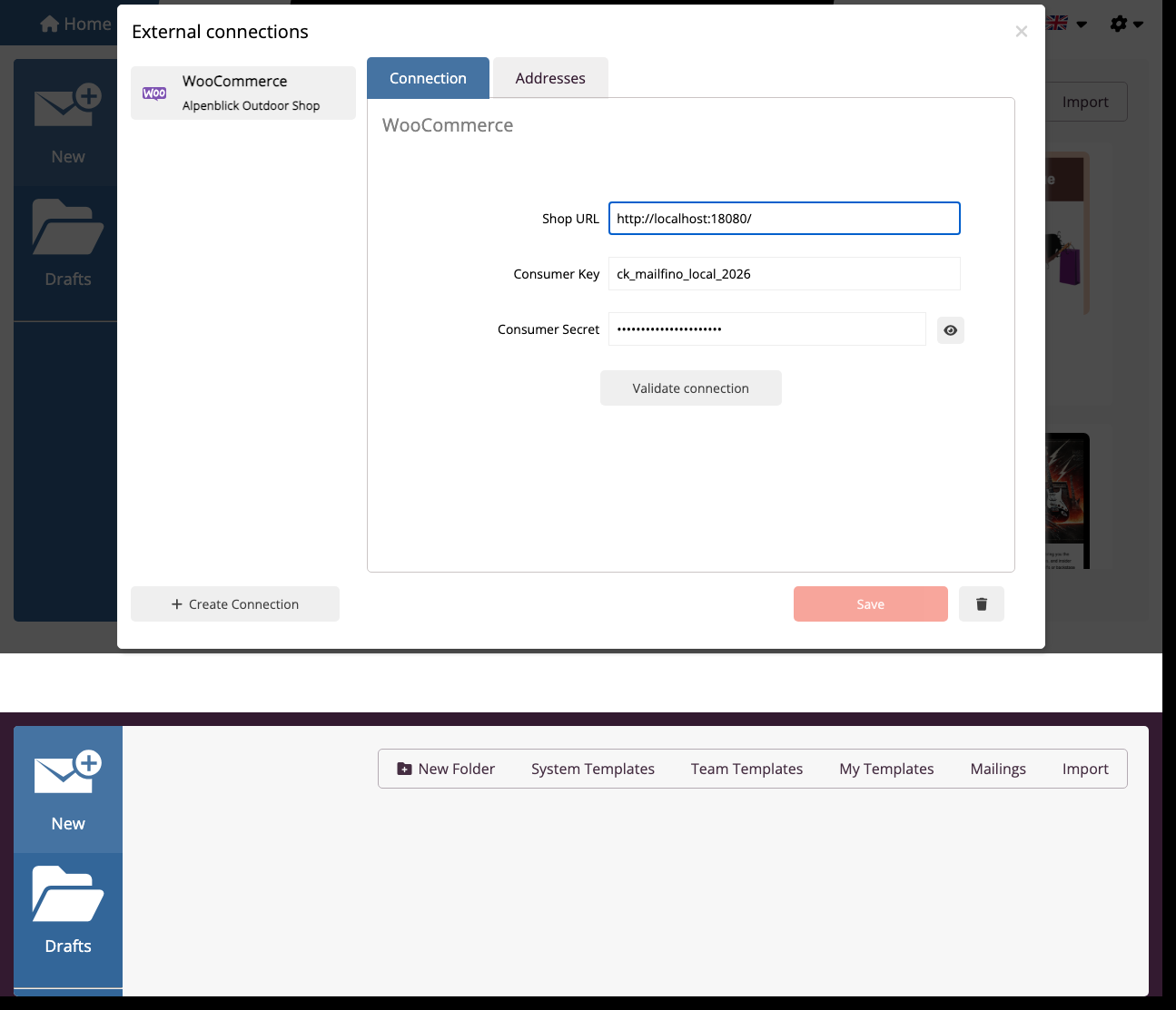WooCommerce Anbindung im Anbindungsmanager