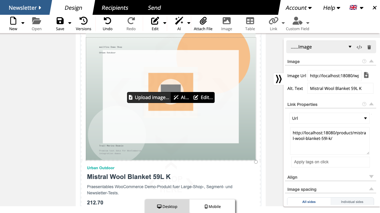 WooCommerce Produktkarte im Newsletter