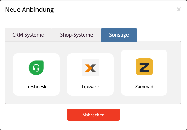 Zammad im Anbindungskatalog von mailfino