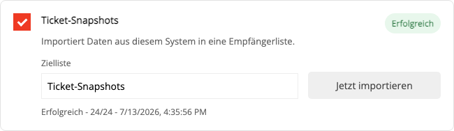 Erfolgreich synchronisierte Zammad-Ticket-Snapshots