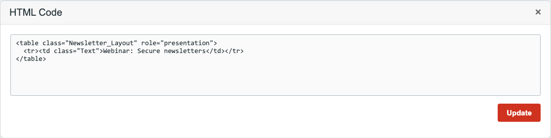 HTML-Dialog mit Hinweis auf den vollständigen Editor-Inhalt