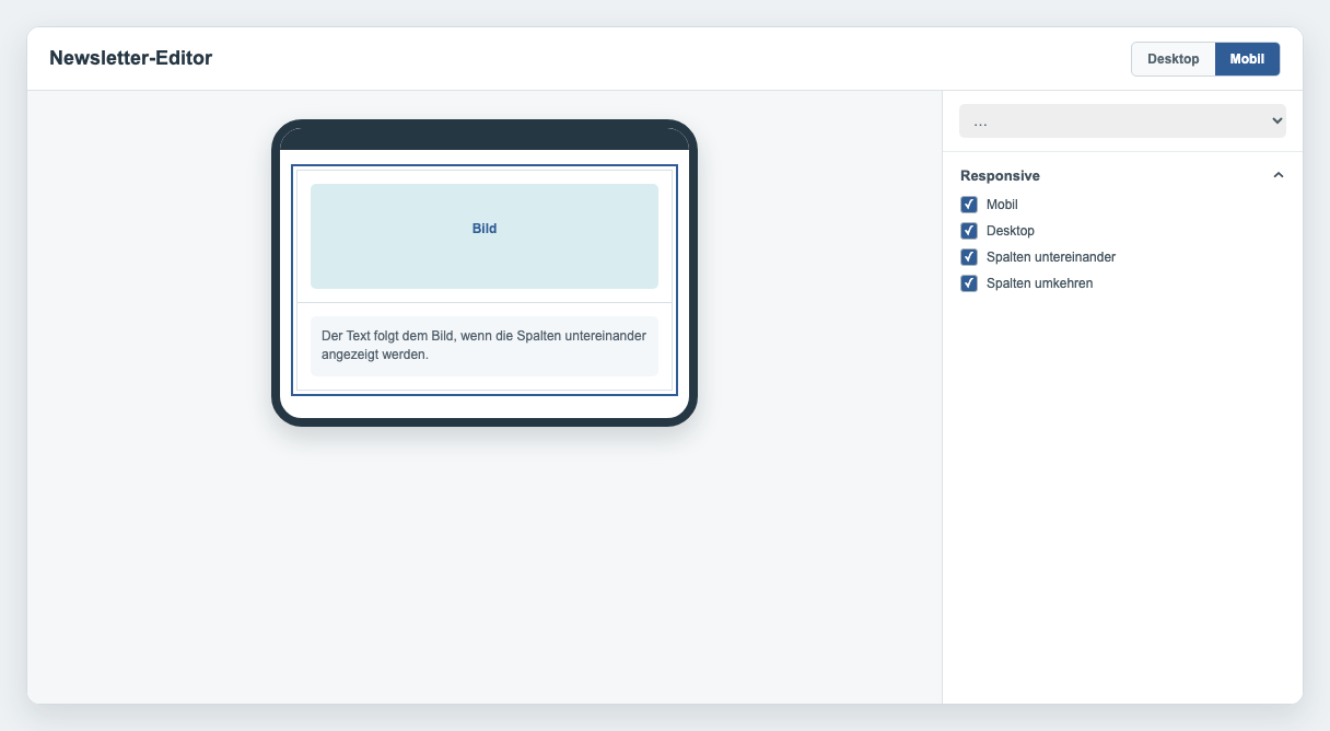 Responsive-Optionen für einen mehrspaltigen Layout-Container
