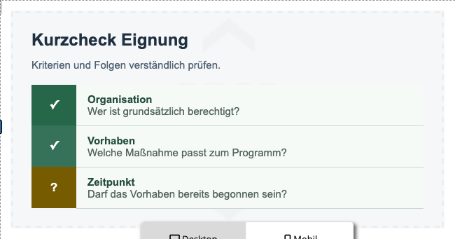 Kurzcheck Eignung