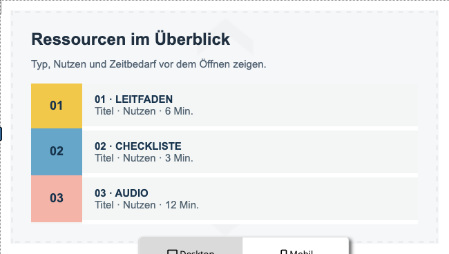Ressourcen im Überblick