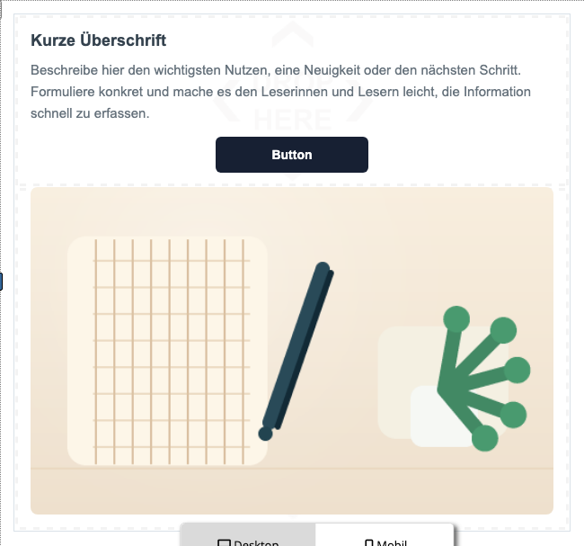 Text mit Button und Bild