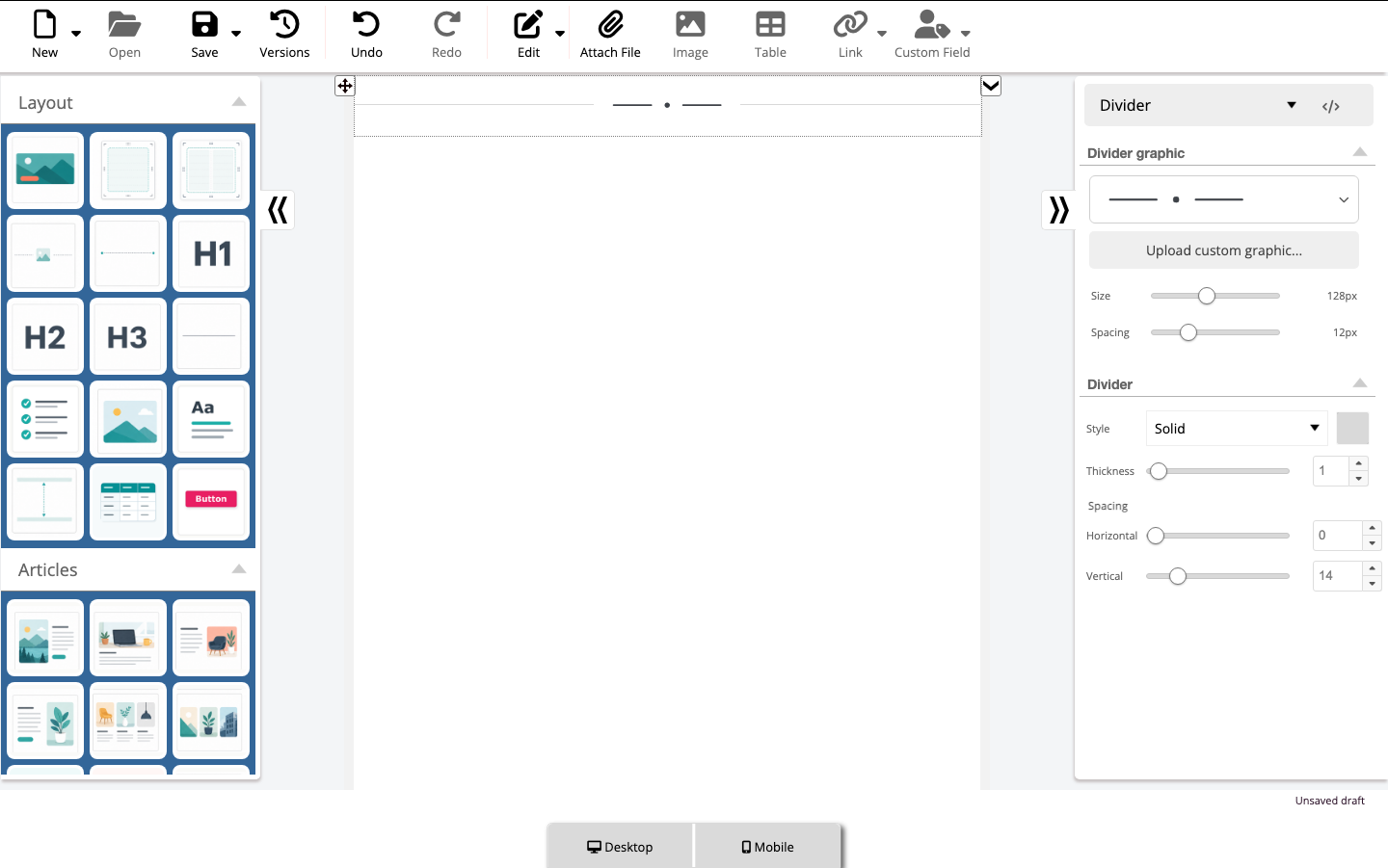 Bildtrenner mit ausgewählter Trenngrafik