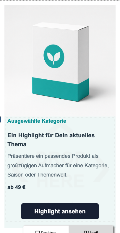Mobile Stapelung des Kategorie-Highlights