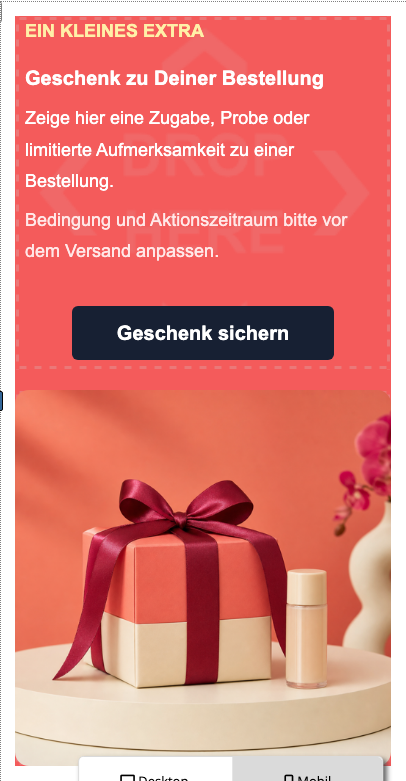 Mobile Stapelung von Geschenk zur Bestellung