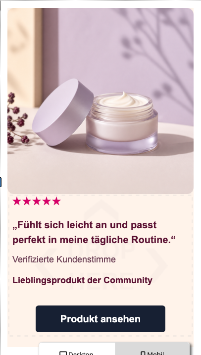 Mobile Stapelung der Produktbewertung