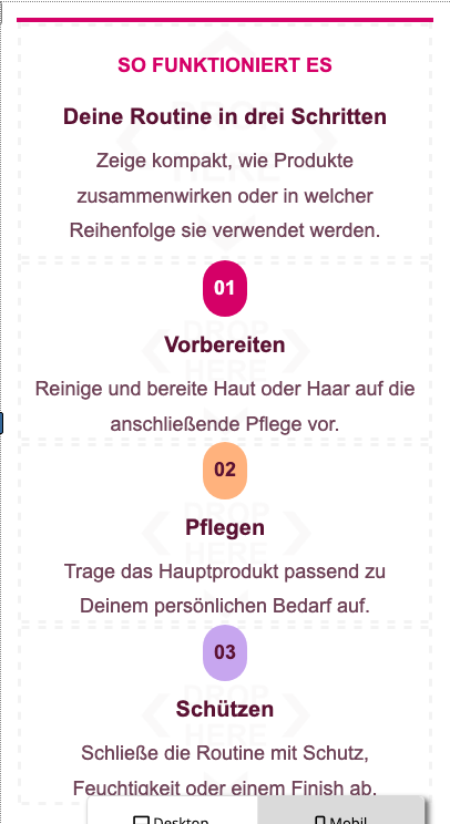 Mobile Reihenfolge der Routine in drei Schritten