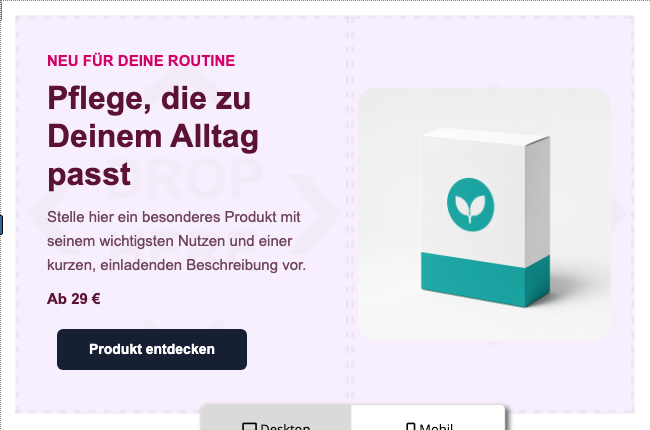 Shop-Hero mit Produkt